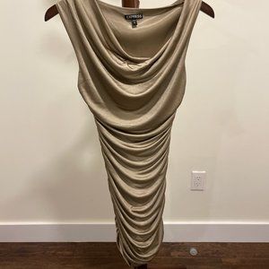 Express Gold Ruched Cocktail Dress, Size US XS